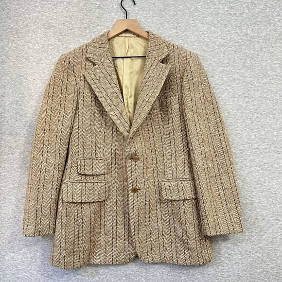 Vintage British 60s 70s  Jacket Mens 38 40 Carnaby St Tweed Suit Irvine Sellars - Picture 1 of 16